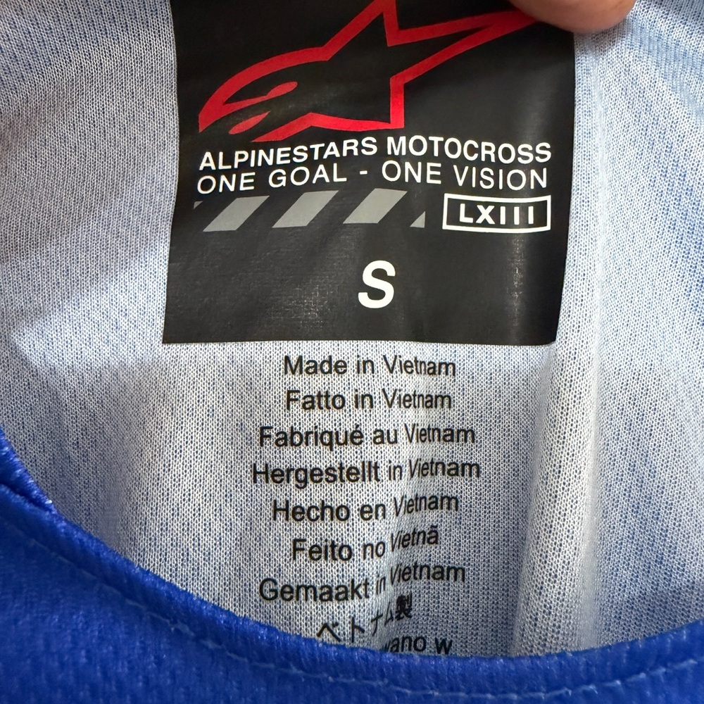 Alpinestars Men’s Blue & Red Long Sleeve Motocross Jersey - Logo Front - Picture 3 of 4